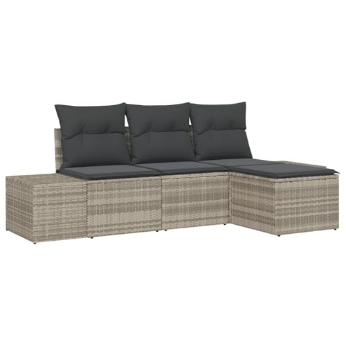 vidaXL 4-teiliges Garten-Sofa-Set mit Kissen Hellgrau Poly-Rattan Outdoormöbel für Terrassen und Balkone Modulare Terrassenbestuhlung Witterungsbeständiger Couch Moderne Stühle vidaXL 4-teiliges Garten-Sofa-Set mit Kissen Hellgrau Poly-Rattan Outdoormöbel für Terrassen und Balkone Modulare Terrassenbestuhlung Witterungsbeständiger Couch Moderne Stühle von vidaXL