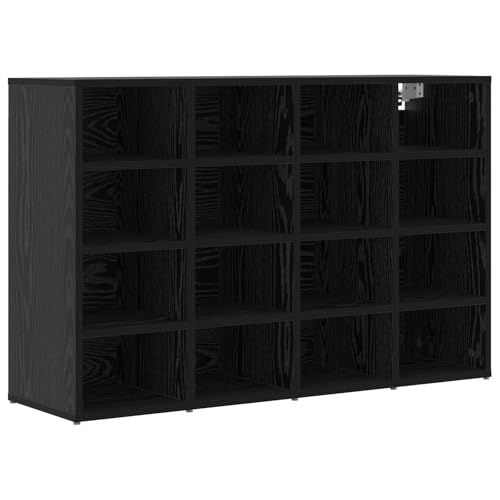 vidaXL 4 x 4 Schuhschrank - 103 x 30 x 67 cm - Schwarzes Eichenholz - MDF Spanplatte - Mattes Finish - Verstellbare Regale von vidaXL