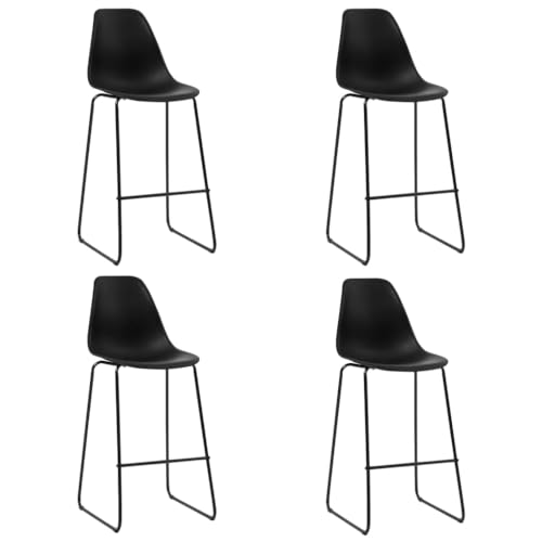 vidaXL 4X Barstuhl Barhocker Tresenhocker Thekenhocker Küchenhocker Tresenstuhl Thekenstuhl Hocker Stuhl Bar Schwarz Kunststoff Metallbeine von vidaXL