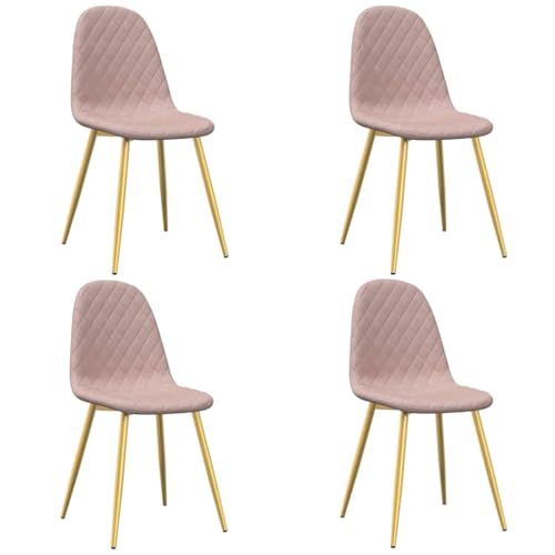 vidaXL 4X Esszimmerstuhl Küchenstuhl Wohnzimmerstuhl Polsterstuhl Stuhl Stühle Essstuhl Sitzgruppe Esszimmerstühle Küchenstühle Rosa Samt von vidaXL