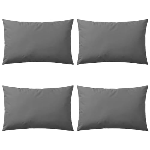 vidaXL 4X Gartenkissen mit Reißverschluss UV-beständig Wasserbeständig Dekokissen Sofakissen Zierkissen Kissen Außen Garten 60x40cm Grau von vidaXL