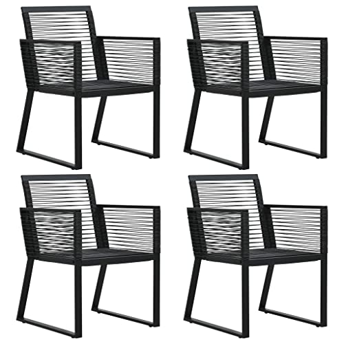 vidaXL 4X Gartenstuhl Gartensessel Essstuhl Sessel Stuhl Stühle Rattanstuhl Gartenmöbel Balkonstuhl Terrassenstuhl Seil Rattan Schwarz von vidaXL