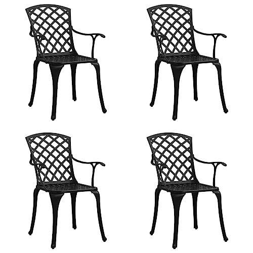 vidaXL 4X Gartenstuhl Gartensessel Essstuhl Stuhl Stühle Gartenstühle Sessel Gartenmöbel Balkonstuhl Terrassenstuhl Aluminiumguss Schwarz von vidaXL