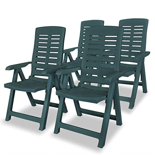vidaXL 4X Gartenstuhl Verstellbar Witterungsbeständig Hochlehner Klappstuhl Liegestuhl Klappsessel Gartenstühle Stuhl Stühle Kunststoff Grün von vidaXL