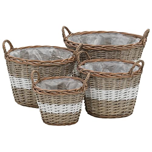 vidaXL 4X Hochbeet Rattan Weide Pflanztopf Pflanzkübel Weidenkorb Blumentopf von vidaXL