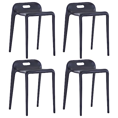 vidaXL 4X Hocker Stapelhocker Sitzhocker Küchenhocker Partyhocker Gästehocker Barhocker Tresenhocker Wohnzimmer Garten Camping Stapelbar Schwarz Kunststoff von vidaXL