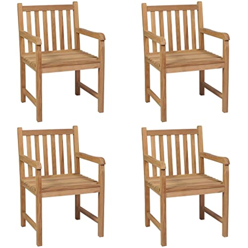 vidaXL 4X Teak Massiv Gartenstuhl Gartensessel Stuhl Stühle Gartenmöbel Holzstuhl Essstuhl Sessel Gartenstühle Balkonstuhl Terrasse von vidaXL