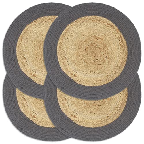 vidaXL 4X Tischset Platzmatte Platzset Platzdeckchen Platzdecke Tischdeko Platzmatten Tischmatte Untersetzer Natur Anthrazit 38cm Jute Baumwolle von vidaXL