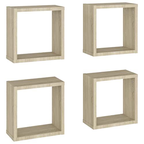vidaXL 4X Würfelregal Wandregal Hängeregal Cube Lounge CD Regal Dekoregal Bücherregal Schweberegal Wandboard Regalwürfel Sonoma-Eiche 30x15x30cm vidaXL 4X Würfelregal Wandregal Hängeregal Cube Lounge CD Regal Dekoregal Bücherregal Schweberegal Wandboard Regalwürfel Sonoma-Eiche 30x15x30cm von vidaXL