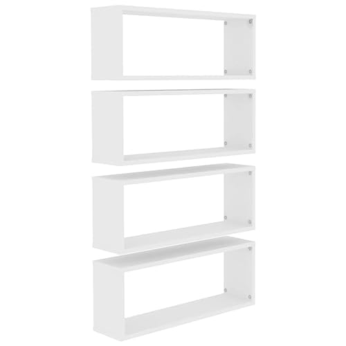vidaXL 4X Würfelregal Wandregal Hängeregal Cube Lounge CD Regal Dekoregal Bücherregal Schweberegal Wandboard Regalwürfel Weiß 60x15x23cm Holzwerkstoff von vidaXL