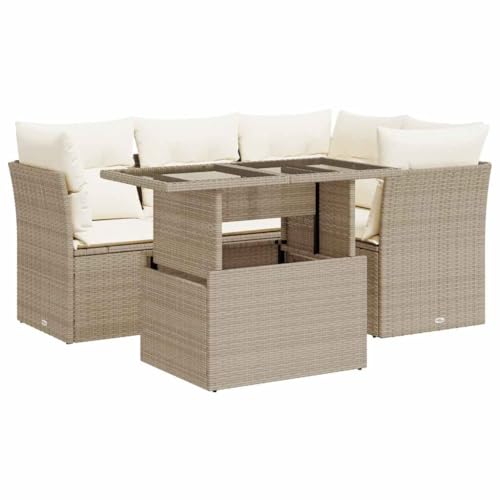 vidaXL 5-TLG. Garten-Sofagarnitur mit Kissen Beige Poly Rattan, Outdoor Sofa Set, Outdoor Sofagarnitur, Garten-Lounge-Set, Garten Sofagarnitur vidaXL 5-TLG. Garten-Sofagarnitur mit Kissen Beige Poly Rattan, Outdoor Sofa Set, Outdoor Sofagarnitur, Garten-Lounge-Set, Garten Sofagarnitur von vidaXL