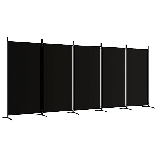 vidaXL Paravent 5-TLG. Raumtrenner Raumteiler Trennwand Umkleide Sichtschutz Spanische Wand Wohnzimmer Schlafzimmer Schwarz 433x180cm Stoff von vidaXL