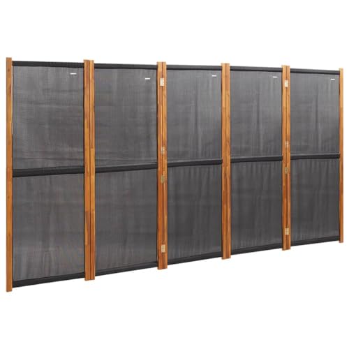 vidaXL Raumteiler 5-TLG. Trennwand Stellwand Paravent Spanische Wand Sichtschutz Umkleide Faltwand Raumtrenner Holz Schwarz 350x180 cm von vidaXL