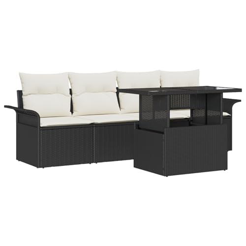 vidaXL 5-Teiliges Modular Garten-Sofa-Set mit Kissen Schwarz Creme Langlebiges Rattan Outdoor Möbel Pflegeleicht Sitzanordnung Patio Dining Wasserfest Komfortabel Poly vidaXL 5-Teiliges Modular Garten-Sofa-Set mit Kissen Schwarz Creme Langlebiges Rattan Outdoor Möbel Pflegeleicht Sitzanordnung Patio Dining Wasserfest Komfortabel Poly von vidaXL