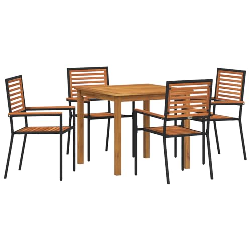 vidaXL 5-teilige Garten Essgruppe Schwarz Poly Rattan Akazie von vidaXL
