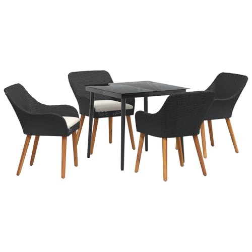 vidaXL 5-teilige Garten Essgruppe Schwarz Poly Rattan von vidaXL