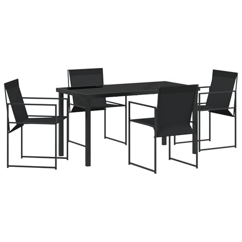 vidaXL 5-teilige Garten Essgruppe Schwarz Textilene und Stahl vidaXL 5-teilige Garten Essgruppe Schwarz Textilene und Stahl von vidaXL