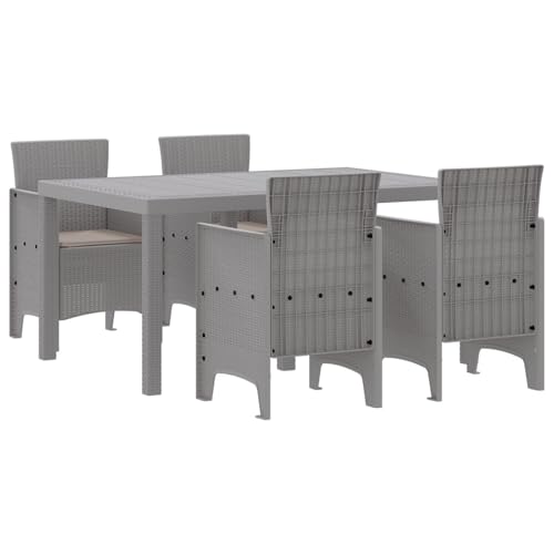 vidaXL 5-teilige Garten Essgruppe mit Kissen Hellgraues Poly Rattan vidaXL 5-teilige Garten Essgruppe mit Kissen Hellgraues Poly Rattan von vidaXL