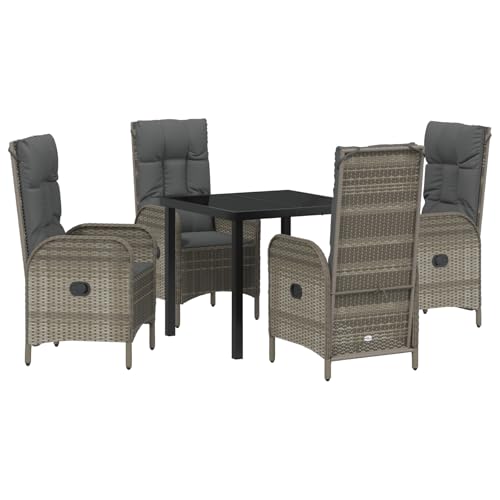 vidaXL 5-teiliges Garten-ESS-Set Grau Poly Rattan vidaXL 5-teiliges Garten-ESS-Set Grau Poly Rattan von vidaXL