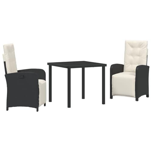 vidaXL 5-teiliges Garten-ESS-Set mit Kissen in Braun Rattan, Gartentisch Schwarz 80x80x73 cm aus gehärtetem Glas vidaXL 5-teiliges Garten-ESS-Set mit Kissen in Braun Rattan, Gartentisch Schwarz 80x80x73 cm aus gehärtetem Glas von vidaXL