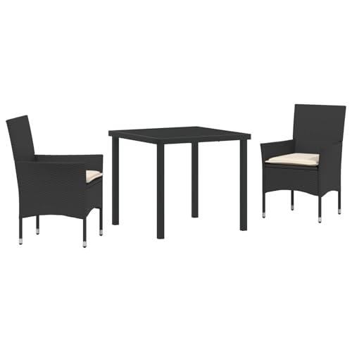 vidaXL 5-teiliges Garten ESS-Set mit Kissen in Hellgrau - Poly-Rattan, Gartentisch in Schwarz 160x80x73 cm mit Sicherheitsglas vidaXL 5-teiliges Garten ESS-Set mit Kissen in Hellgrau - Poly-Rattan, Gartentisch in Schwarz 160x80x73 cm mit Sicherheitsglas von vidaXL