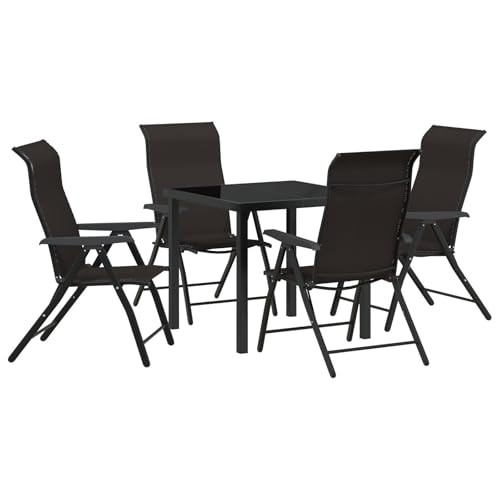 vidaXL 5-teiliges Garten-Esstischset Schwarz Poly Rattan von vidaXL