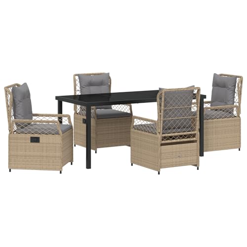 vidaXL 5-teiliges Garten-Esszimmer-Set Beige Poly-Rattan vidaXL 5-teiliges Garten-Esszimmer-Set Beige Poly-Rattan von vidaXL