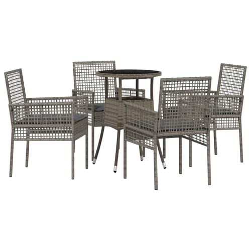 vidaXL 5-TLG. Garten-Essgruppe Grau Poly Rattan von vidaXL