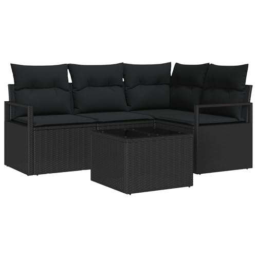 vidaXL Garten-Ecksofa-Set mit Kissen in Schwarz aus Poly-Rattan. Modulares Gartenmöbel, perfekt für Balkon und Terrasse. Bequem und wetterfest, UV-beständig. Modernes Design. vidaXL Garten-Ecksofa-Set mit Kissen in Schwarz aus Poly-Rattan. Modulares Gartenmöbel, perfekt für Balkon und Terrasse. Bequem und wetterfest, UV-beständig. Modernes Design. von vidaXL