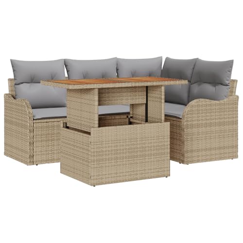 vidaXL 5-teiliges Garten-Ecksofa-Set mit Kissen in Beige und Grau – modernes, modulares Outdoor-Sitzmöbel, verstellbar und wetterfest, ideal für Balkon und Terrasse. vidaXL 5-teiliges Garten-Ecksofa-Set mit Kissen in Beige und Grau – modernes, modulares Outdoor-Sitzmöbel, verstellbar und wetterfest, ideal für Balkon und Terrasse. von vidaXL