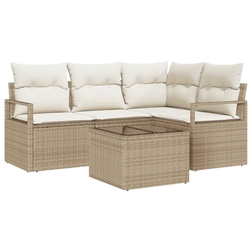 vidaXL Garten-Ecksofa 4-teiliges Set mit Kissen in Beige aus Rattan – modulare Outdoor-Sitzgruppe, wetterfest für Balkon und Terrasse, modernes Lounge-Arrangement vidaXL Garten-Ecksofa 4-teiliges Set mit Kissen in Beige aus Rattan – modulare Outdoor-Sitzgruppe, wetterfest für Balkon und Terrasse, modernes Lounge-Arrangement von vidaXL