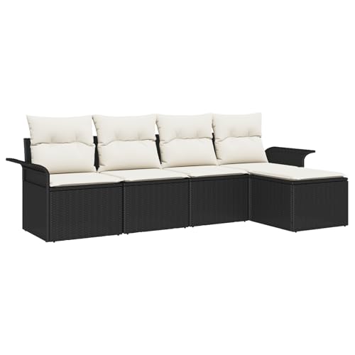 vidaXL 5-teiliges Garten Sofa Set mit Kissen Schwarz Poly Rattan von vidaXL