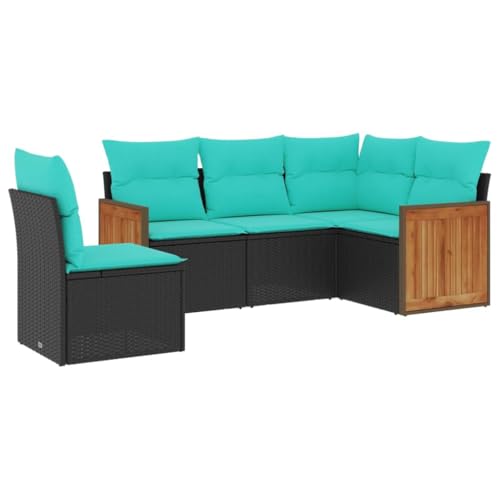 vidaXL 5-teiliges Gartensofa-Set mit Kissen, schwarzes Polyrattan vidaXL 5-teiliges Gartensofa-Set mit Kissen, schwarzes Polyrattan von vidaXL