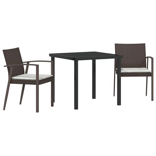 vidaXL 5-teiliges Gartentisch-Set mit Kissen Braun Poly Rattan von vidaXL
