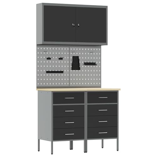 vidaXL 5-teiliges Werkbank-Set Schwarzer Stahl vidaXL 5-teiliges Werkbank-Set Schwarzer Stahl von vidaXL