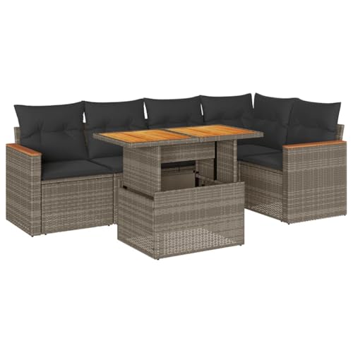 vidaXL 6-TLG. Garten-Sofagarnitur mit Kissen Grau Poly Rattan Akazie, Outdoor Sofagarnitur, Gartensofa Set, Lounge Set, Sofagarnitur Terrasse vidaXL 6-TLG. Garten-Sofagarnitur mit Kissen Grau Poly Rattan Akazie, Outdoor Sofagarnitur, Gartensofa Set, Lounge Set, Sofagarnitur Terrasse von vidaXL