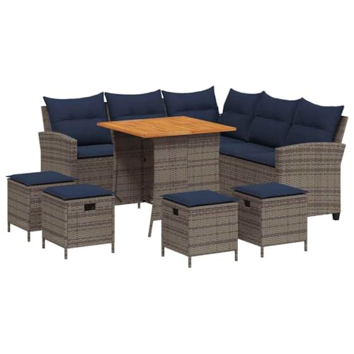 vidaXL 6-TLG. Garten-Sofagarnitur mit Kissen L-Form Grau Poly Rattan, Gartensofa-Set, Terrassen-Sofa-Set, Sofa-Set Poly Rattan, Outdoor-Sofa-Set von vidaXL