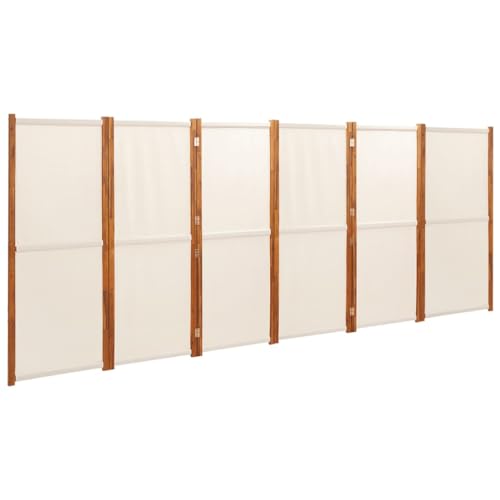 vidaXL Raumteiler 6-TLG. Trennwand Stellwand Paravent Spanische Wand Sichtschutz Umkleide Faltwand Raumtrenner Holz Cremeweiß 420x180 cm von vidaXL