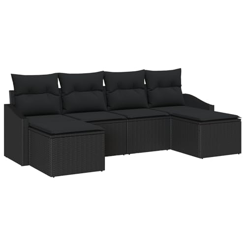 vidaXL 6-teiliges Garten Sofa Set mit Kissen Schwarz Poly Rattan Outdoor Möbel Ecksofa Sitzgelegenheiten für Balkon Terrasse Lounge Modular Entspannung Sommer vidaXL 6-teiliges Garten Sofa Set mit Kissen Schwarz Poly Rattan Outdoor Möbel Ecksofa Sitzgelegenheiten für Balkon Terrasse Lounge Modular Entspannung Sommer von vidaXL