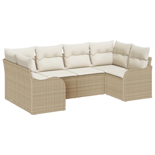 vidaXL 6-teiliges Garten Sofa Set mit Kissen Beige Poly Rattan, 2-Sitzer Garten Sofa mit Kissen Beige Poly Rattan vidaXL 6-teiliges Garten Sofa Set mit Kissen Beige Poly Rattan, 2-Sitzer Garten Sofa mit Kissen Beige Poly Rattan von vidaXL