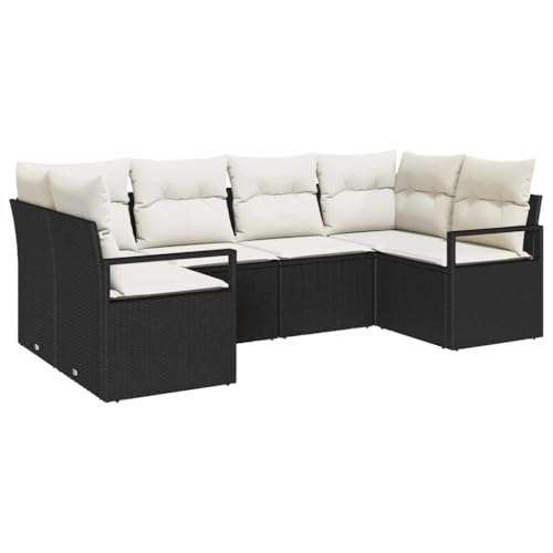 vidaXL 3-Sitzer Garten-Ecksofa mit Kissen in Schwarz und Weiß, wetterfest, bequemes Sitzen, modernes Moduldesign für Terrasse und Patio. von vidaXL
