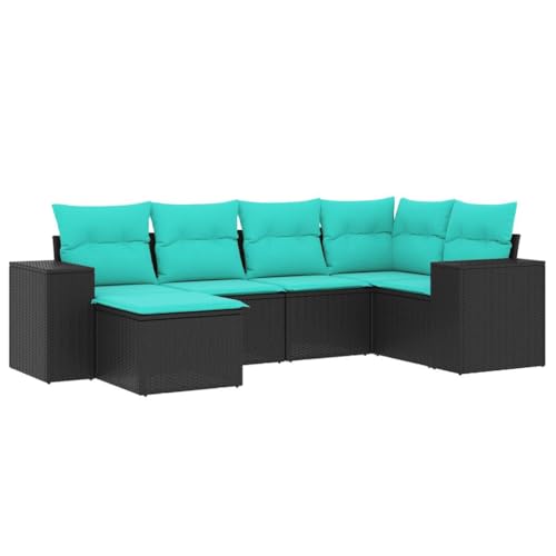 vidaXL 6-teiliges Gartensofa-Set mit Kissen, schwarzes Polyrattan vidaXL 6-teiliges Gartensofa-Set mit Kissen, schwarzes Polyrattan von vidaXL
