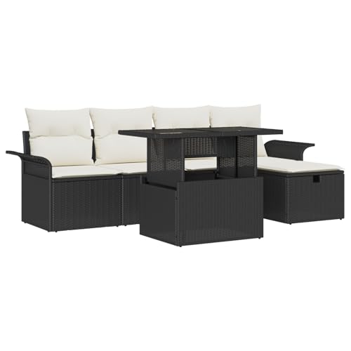 vidaXL 6-teiliges Gartensofa-Set mit Kissen Schwarz Poly-Rattan 5-Sitzer Gartenmöbel mit Stauraum modernes Design UV-beständig perfekt für Balkon und Terrassensitz vidaXL 6-teiliges Gartensofa-Set mit Kissen Schwarz Poly-Rattan 5-Sitzer Gartenmöbel mit Stauraum modernes Design UV-beständig perfekt für Balkon und Terrassensitz von vidaXL