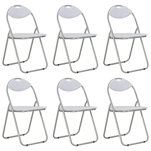 vidaXL 6X Esszimmerstuhl Klappbar Klappstuhl Faltstuhl Küchenstuhl Gästestuhl Stuhl Stühle Besucherstuhl Beistellstuhl Essstuhl Weiß Kunstleder von vidaXL