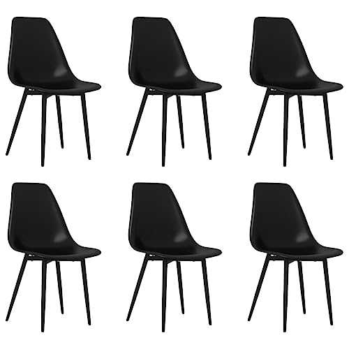 vidaXL 6X Esszimmerstuhl Küchenstuhl Essstuhl Stuhl Set Stühle Lehnstuhl Wohnzimmerstuhl Esszimmerstühle Stuhlgruppe Küchenstühle Schwarz PP von vidaXL
