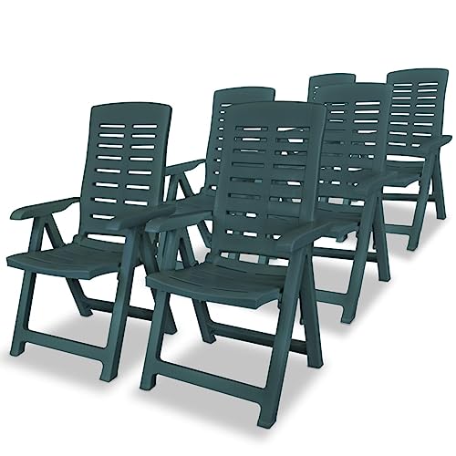 vidaXL 6X Gartenstuhl Verstellbar Witterungsbeständig Hochlehner Klappstuhl Liegestuhl Klappsessel Gartenstühle Stuhl Stühle Kunststoff Grün von vidaXL