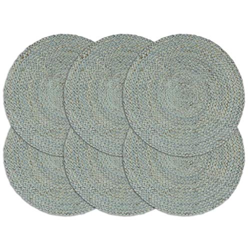 vidaXL 6X Tischset Platzmatte Platzset Platzdeckchen Platzdecke Tischdeko Platzmatten Tischmatte Untersetzer Uni Olivgrün 38cm Rund Jute von vidaXL