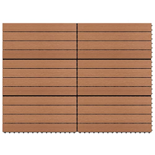 vidaXL 6X WPC Fliesen Terrassenfliesen Holzfliese Fliese Balkon Bodenbelag Gartenfliese Klickfliesen Balkonfliese 60x30cm 1m² Braun von vidaXL