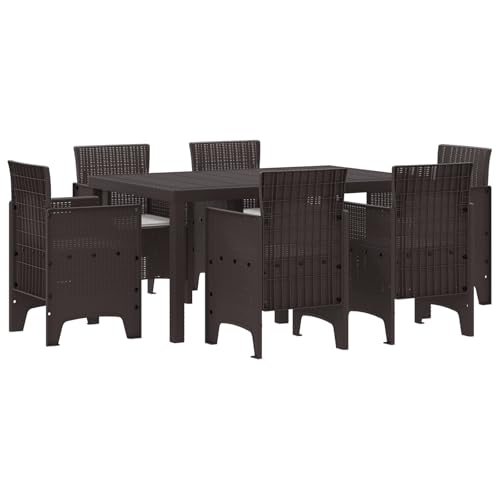 vidaXL 7-teiliges Garten-Dining-Set Braun Poly-Rattan Tisch mit 6 Stühlen Außenmöbel Patio modernes Möbel texturiert geräumig wetterbeständig bequem für Erwachsene vidaXL 7-teiliges Garten-Dining-Set Braun Poly-Rattan Tisch mit 6 Stühlen Außenmöbel Patio modernes Möbel texturiert geräumig wetterbeständig bequem für Erwachsene von vidaXL