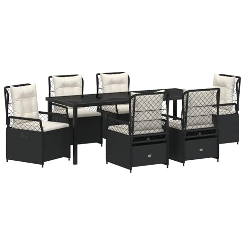 vidaXL 7-teiliges Garten-Dining-Set Schwarz Poly Rattan von vidaXL